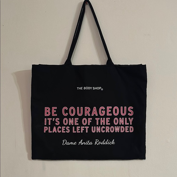 The Body Shop Black Tote with Pink Quote - Picture 1 of 7